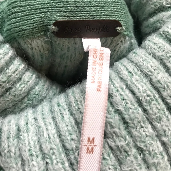 Women's Free People Big City Turtleneck Pullover Sweater Tunic RibKnit Green M - Picture 4 of 8